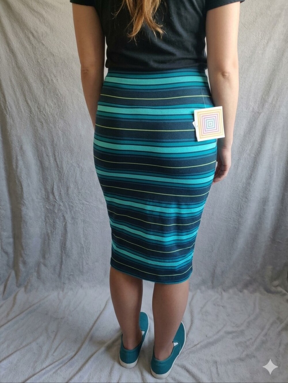 LuLaRoe Teal Navy Striped Cassie Skirt
